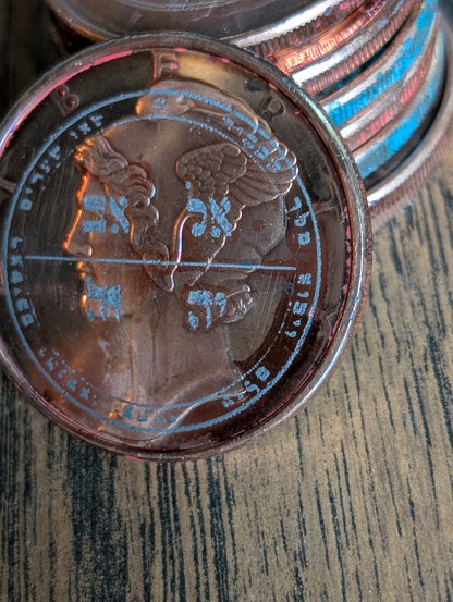 Copper Mercury Dime | Etched Mercury in Virgo Talismans