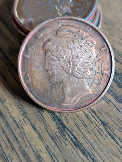 Copper Mercury Dime | Etched Mercury in Virgo Talismans