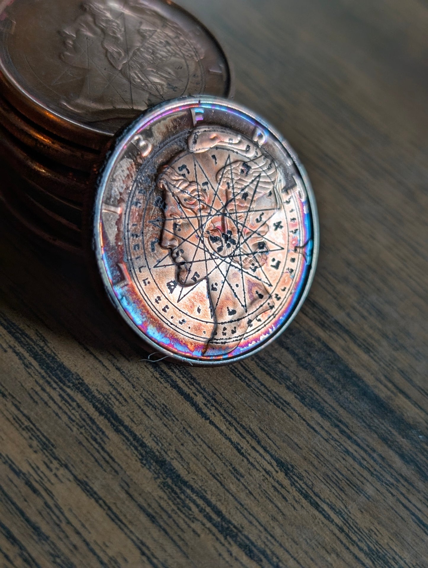 Copper Mercury Dime | Etched Mercury in Virgo Talismans