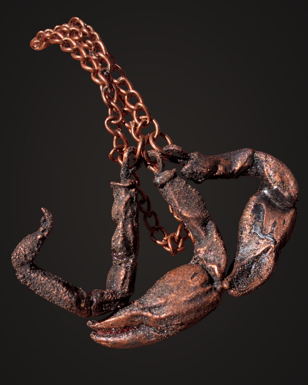 Venus Scorpio charm with chain and dark patina